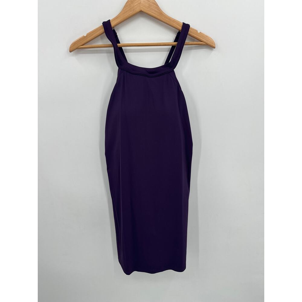 Lands' End High Neck Swim Dress in Blackberry Size 10 Long Torso NWOT